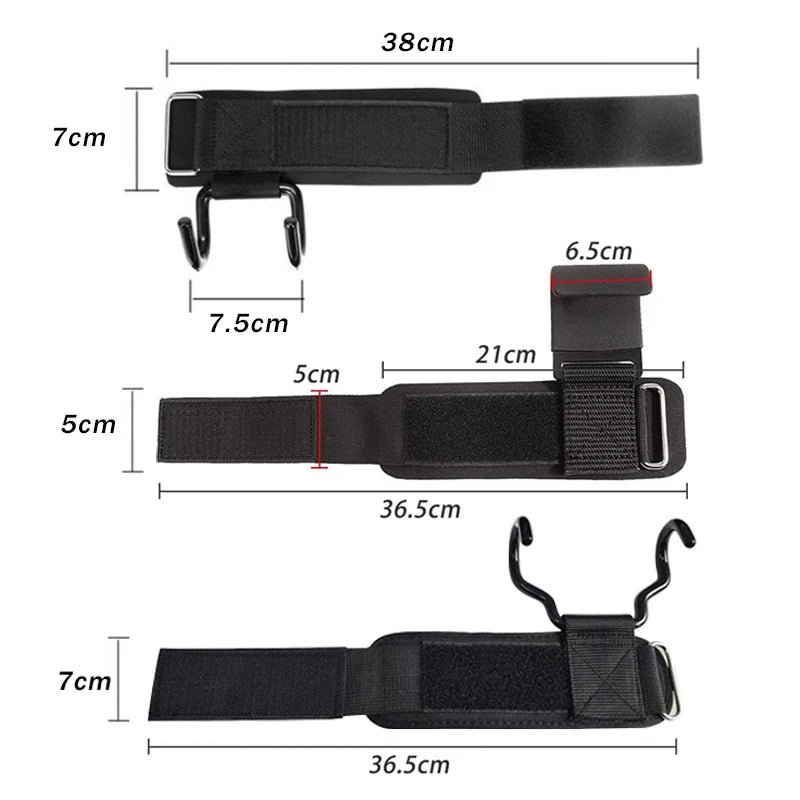 Weight Lifting Hooks or Grips with Wrist Wraps and Gym Straps