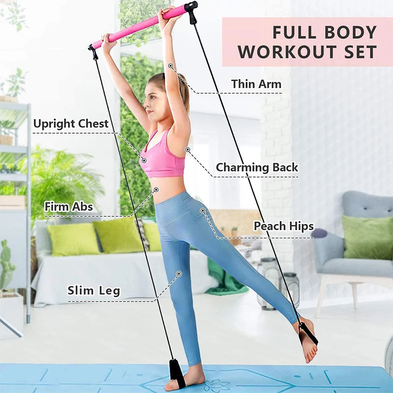 Pilates Bar with Tension Rope – Stretching & Strength Training